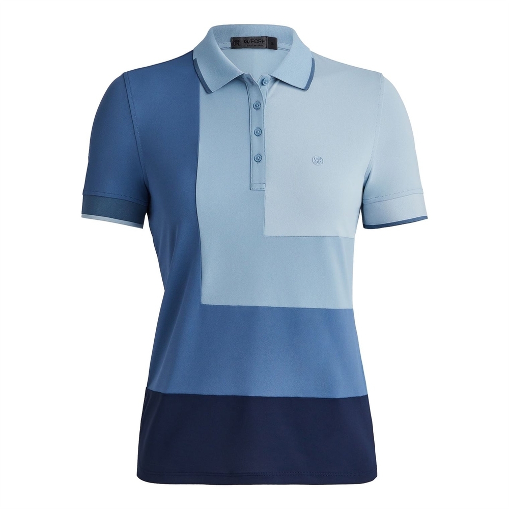 G/FORE Womens Colour Block Tech Pique Polo Fjord SZ L Blues EUC